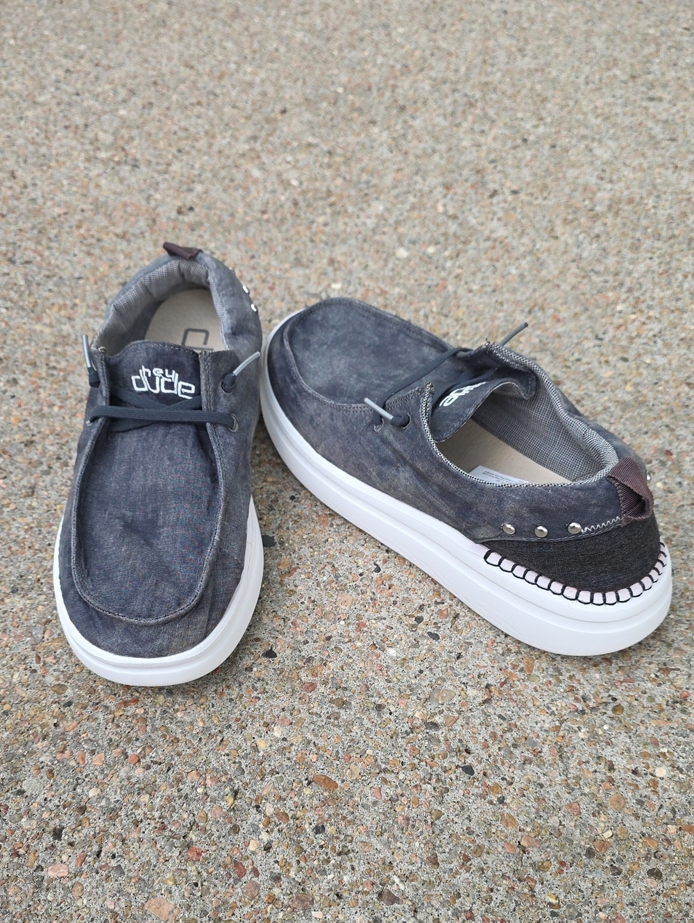 Hey Dude Wendy Rise Platform Rivet Onyx Gray Size 9